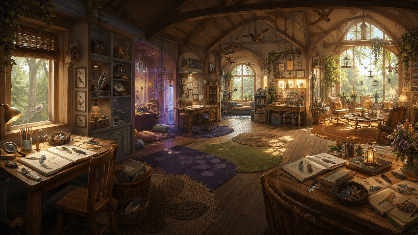 A warm painted scene from Maya's journey through therapy and the nature reserve